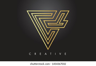 V Golden Letter Monogram Design Logo. Gold Letter V Icon Logo Vector Illustration.