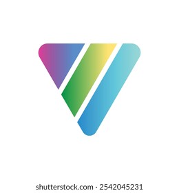 V gradient abstract typography letter logo
