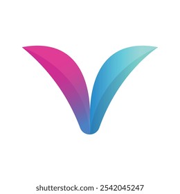 Logotipo de letra de tipografia abstrata de gradiente V