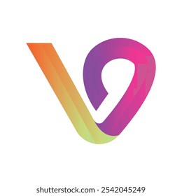 Logotipo abstracto de la letra de la tipografía del gradiente V