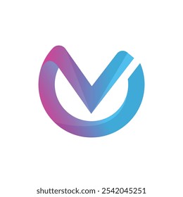V gradient abstract typography letter logo