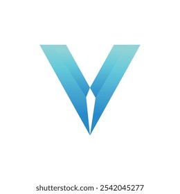V gradient abstract typography letter logo