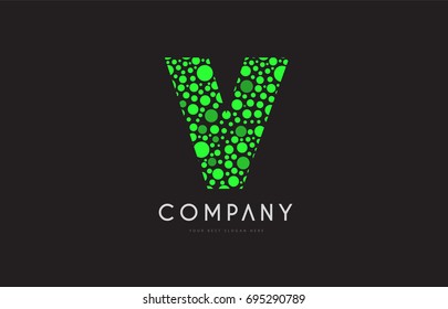 v green bubble circle dot alphabet letter bold logo vector creative company icon design template modern background