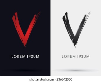 V Grungy Font, Brush, Logo, Symbol, Icon, Graphic, Vector .