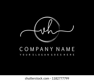 V H Initial handwriting logo vector
