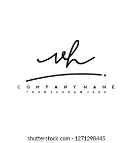 V H Initial handwriting logo vector