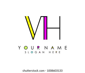 V & H initial minimalist logo template vector