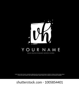 V H initial square logo template vector