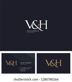 V & H letters Joint logo icon and Business card vector template.