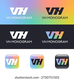 V y H monograma. Letra V y letra H letras vinculadas. Identidad, monocromo y opción de color.