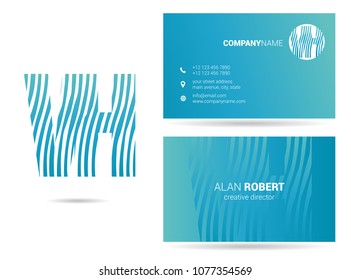 V & H waves letter design with business card template