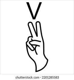 V Hand Sign Deaf Language Hand Stock Vector (Royalty Free) 2201285583 ...