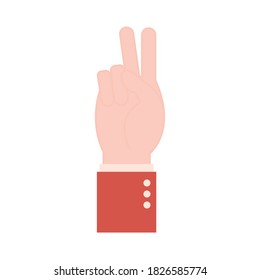 v hand sign language flat style icon design of People help finger person learn communication healthcare theme Vector illustration