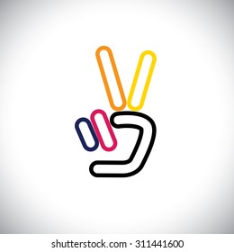 v hand victory symbol vector logo line icon. this icon can also represent victory, winner, winning, success, progress, triumph, number 2, two