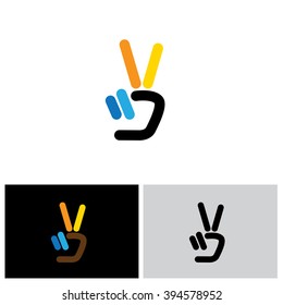 v hand victory symbol vector logo icon. this icon can also represent victory, winner, winning, success, progress, triumph, peace