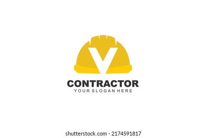 V Hard Hat Logo Design Inspiration. Vector Letter Template Design For Brand