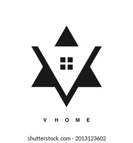 V Hogar Vector de logotipos simple y moderno