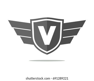 V Initial badge team template vector