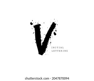 V Escritura manual inicial de pincel o logotipo manuscrito para la identidad. Logo con firma y estilo dibujado a mano.