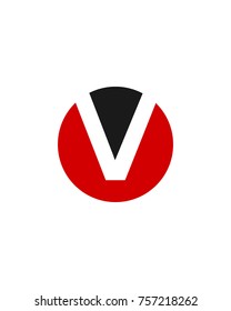 V initial circle company logo black red