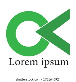 V initial circle company or VO OV logo green background white
