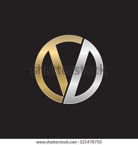 V initial circle company or VO OV logo black background