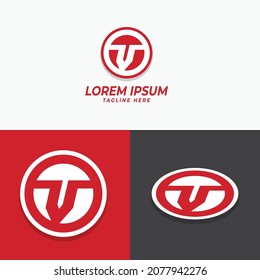 V initial circle logo template vector