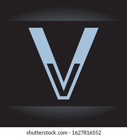 V Initial Clean Logo Icon. Light Bold Half Outline. Vector Graphic Design. EPS10