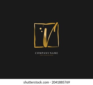 V Initial handwriting or handwritten logo for identity. Logo with signature and hand drawn style.