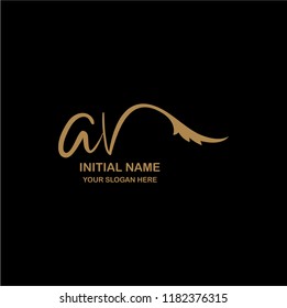 A V Initial Handwriting Logo Template
