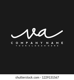 V A Initial handwriting logo vector