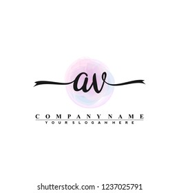 A V Initial handwriting logo vector