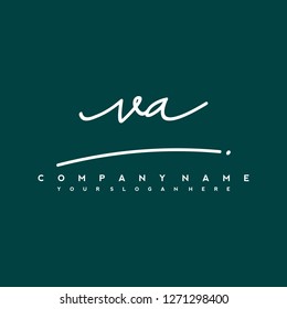 V A Initial handwriting logo vector