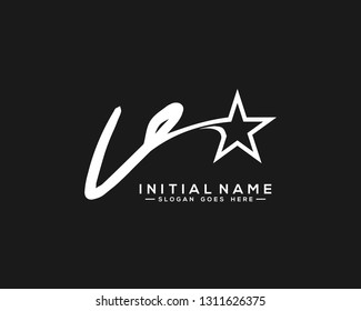 V Initial Handwriting Logo Vector