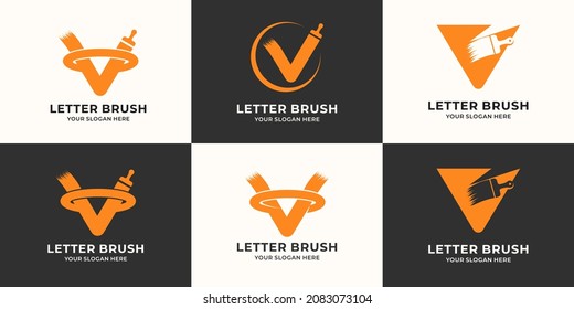 V initial letter brush logo for business and brand inspiration logo