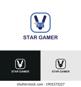 V initial letter with game console icon and pixel for gaming logo concept. game startup application