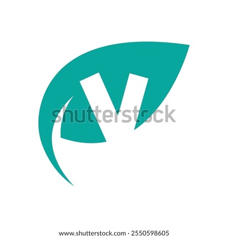 V Initial letter with green leaf logo vector flat design is a design for a natural and eco-friendly product logo