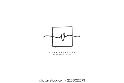 V Initial letter handwriting and  signature logo. A concept with template element.