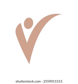 V initial letter Healthy Life people logo template vector design