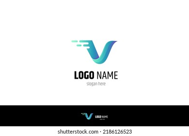 V initial letter logo with fast effect