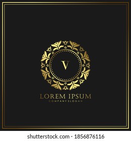 V Initial Letter Luxury Logo template in vector art for Restaurant, Royalty, Boutique, Cafe, Hotel, Heraldic, Jewelry, Fashion and other vector illustration.