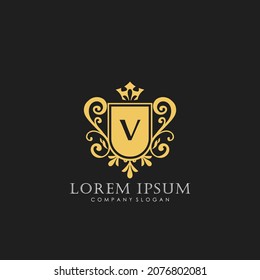 V Letra inicial Modelo de logotipo de lujo en arte vectorial para restaurante, Royalty, Boutique, Cafe, Hotel, Heraldic, Jewelry, Moda y otras ilustraciones vectoriales