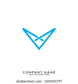 V initial letter, modern logo design template