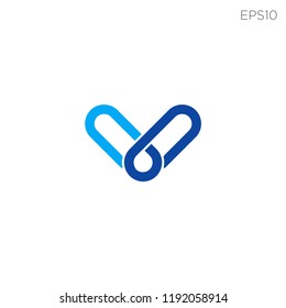 V initial letters logo line vector illustration