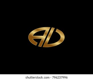 A V initial letters looping linked ellipse elegant logo golden black background