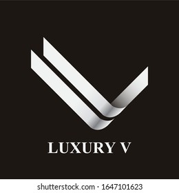 V initial logo company name colored silver swoosh design. Initial Monogram Logo