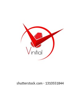 v initial logo for company, organization or team in game with arrow illustration