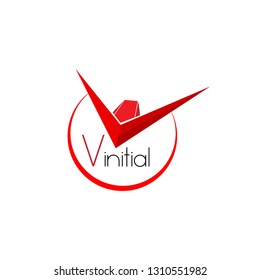 v initial logo for company, organization or team in game with arrow illustration