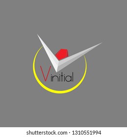 v initial logo for company, organization or team in game with arrow illustration