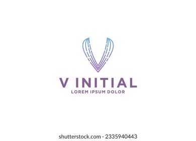 V initial logo design artificial intellegence future AI technology